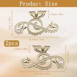 2 Pcs Treble Clef Claw Clip, Gold Music Note Hair Clip with Rhinestone & Pearl, Elegant Metal Treble Clef Hair Clip for Women, Strong Hold Decorative Hair Accessory