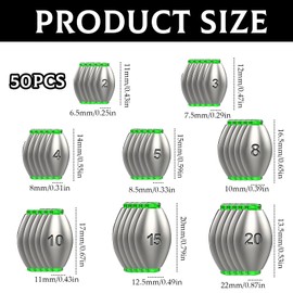 Pack of 50 Fishing Leads, Lead Fishing, Lead Fishing, Dropshot Lead 2/3/4/5/8/10g/15/20g, Removable Fishing Weights, Base Lead Fishing Weights Kit, for Outdoor Fishing, High Sea Boat Fishing, Beach