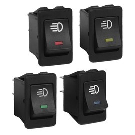 Larcele 4x Frog Rocker Switch Toggle Rocker On/Off Switch for Cars Moto 12V 35A ANKG-02 (Red + Yellow + Blue + Green) Multi-Way