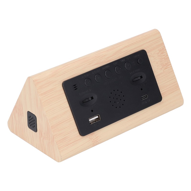LED Digital Alarm Clock Multipurpose Wooden Clock with Voice Control
