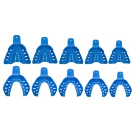 Dental Plastic Edentulous Disposable Impression Trays Assorted Autoclavable 10PC. Includes Upper & Lower XS, S, M, L, XL.