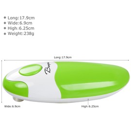 Abrelatas eléctrico inalámbrico de seguridad automático de cocina de un solo toque y abrelatas eléctrico profesional Bangrui. Interruptor de un solo toque. Borde de lata suave. Es amigable con zurdos y artritis. (Verde)