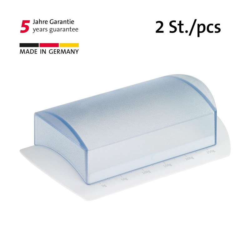Westmark 2 Table Butter Dishes with Scale, Plastic, White/Translucent, 211622E3