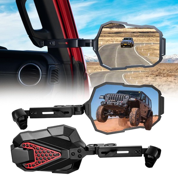 Upgraded Extendable Jeep Mirrors Doors Off Compatible with 2024 2025