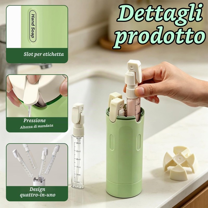 Set di flaconi dispenser da viaggio 4 in 1, Dispenser
