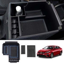 Autorder Center Console Organizer for 2019-2024 Kia Forte Accessories Armrest Storage Box Secondary Insert Tray with 2 Color Mats