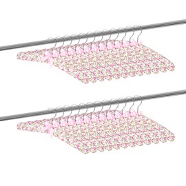 Jetec 24 Pieces Satin Padded Hangers with 360° Swiveling Hook Sponge Shoulder Pads Hanger for Coat, Sweaters, Blouse, Wedding Dress, Women Cloths(Flower Style)