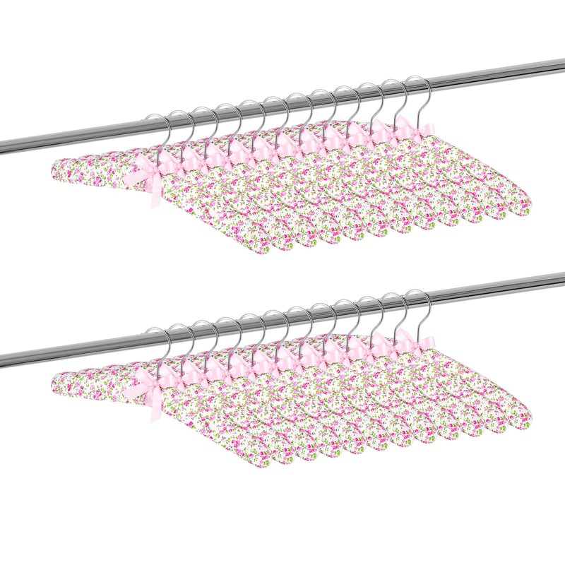 Jetec 24 Pieces Satin Padded Hangers with 360° Swiveling Hook