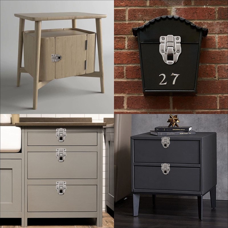 4pc Stainless Steel Sturdy Lock Toggle Catch Suitcase / Wooden