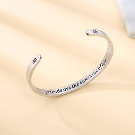 TONY & SANDY Graduation Gifts for Friends Female Friendship Bracelets Friends are the Sunshine of Life Cuff Bangle Friendship Gifts Women Birthday Her BFF Female Bestie Stocking Stuffers