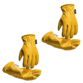 toolant 2 Pairs Slip-On Winter Leather Work Gloves for Men, 100% Grain Cowhide with Water Resistance, Warm Thinsulate Lining, Easy to Match and Wear, Durable Insulated Gloves for Cold Weather, X-Large