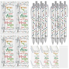 Sayglossy 25 Sets Christmas Teacher Gifts Pens Bulk with Inspirational Cards and Ties Thank You Teacher Bookmarks Black Ink Ballpoint Pen for School Office Supplies