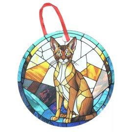 Gulf Coast Laser Graphics Abyssinian Cat Sitting 1 Multicolor Background Holographic Ornament