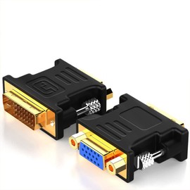 iHaospace DVI to VGA Adapter, 1080P DVI-I Male 24+5 Pin to VGA Female Converter, HD Video Graphics Card Adapter with Gold-Plated for PC HDTV Projector Pack of 2