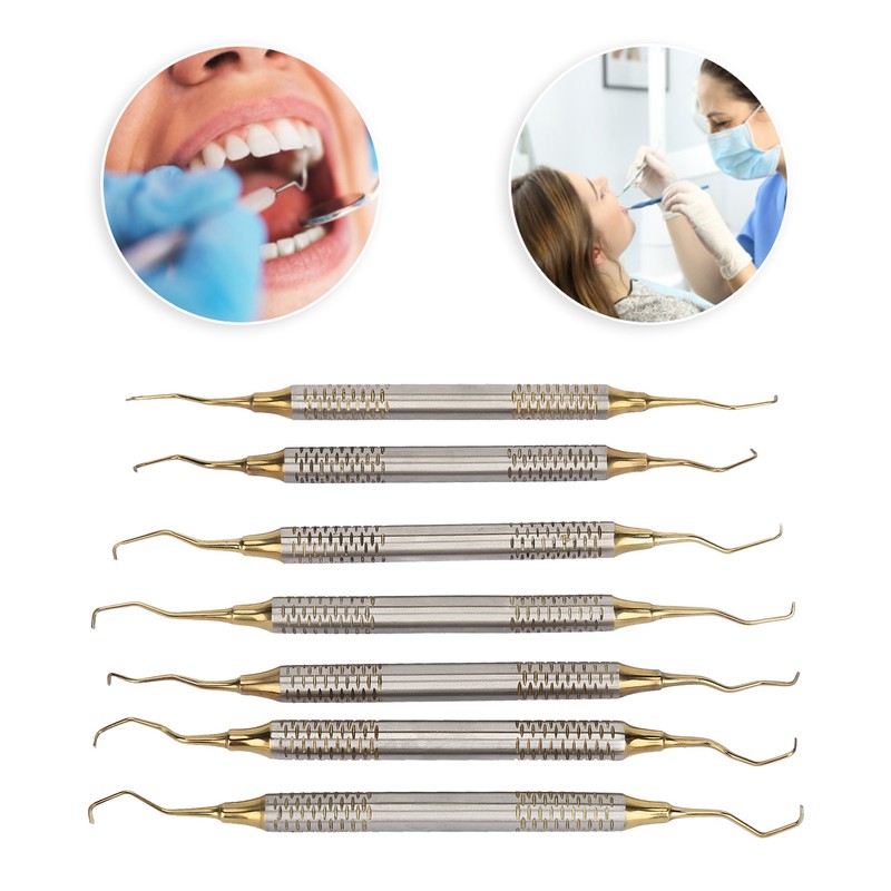 7 Pieces Teeth Plaque Remover Kit Multiple Shapes Metal Cleaning