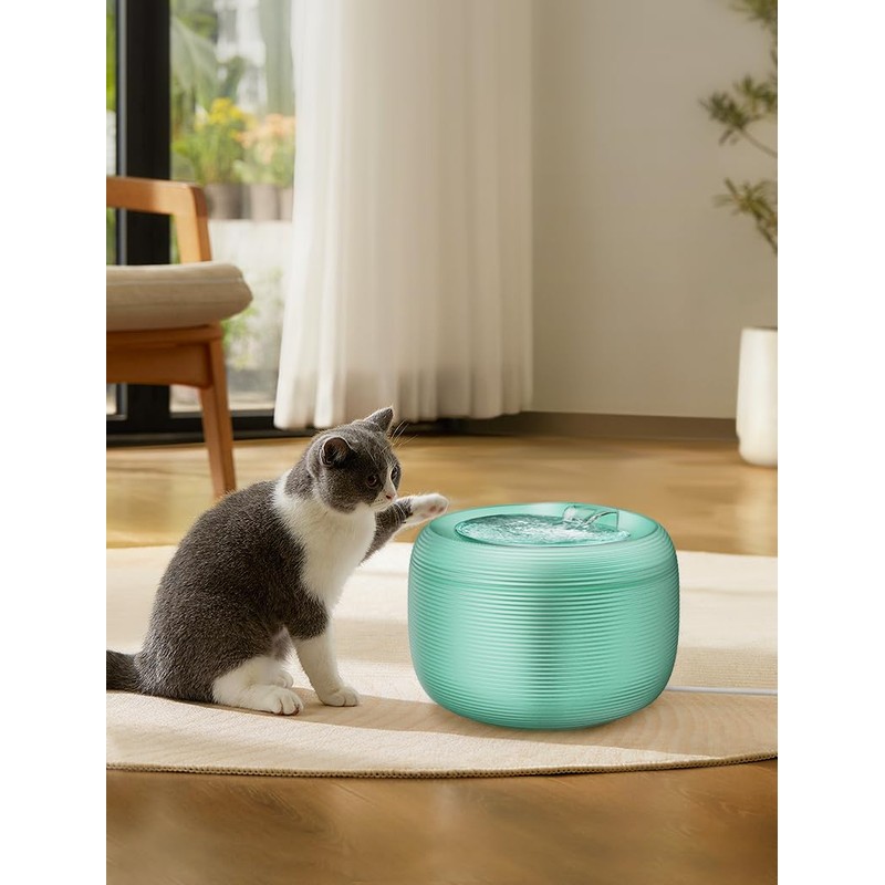 GROOVYPETS 2.5L/85oz Translucent Fountain Water Bowl Drinking Dispenser Pet Waterer