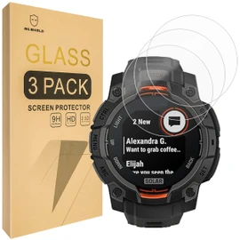 Mr.Shield Screen Protector Compatible with Garmin Instinct 3 45mm (AMOLED/Solar) [Tempered Glass] [3-PACK] [Japan Glass with 9H Hardness]