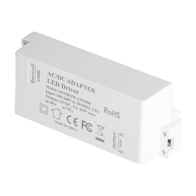 60W LED Driver Transformer Input AC100‑240V Output DC12V 5A DIY