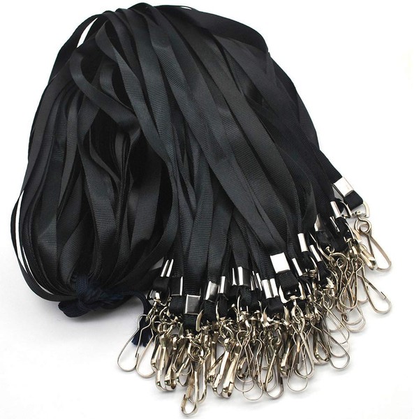 Black Lanyard Bulk Lanyards for Id Badges Flat Lanyard with