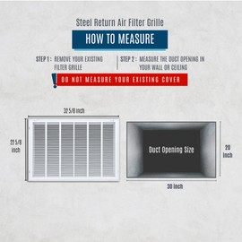 Fits 30x20 Duct Opening | Steel Return Air Filter Grille by Handua [Removable Door] for 1-inch Filters | Vent Cover Grill | White | Easy-to-Use Plastic Latches | Outer Dimensions: 32 5/8"W X 22 5/8"H