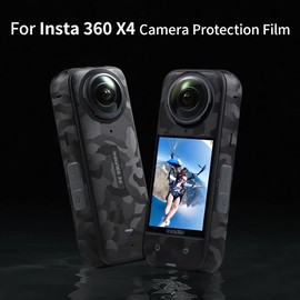 yiodelu Anti-Scratch Skin for Insta 360X4 Protective Sticker Camouflage Black Decals Action Camera Accessories for 360X4 Full Wrap Protection