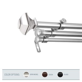 A&F Rod Décor - Phife 13/16" Triple Curtain Rod 120-170 inch - Satin Nickel