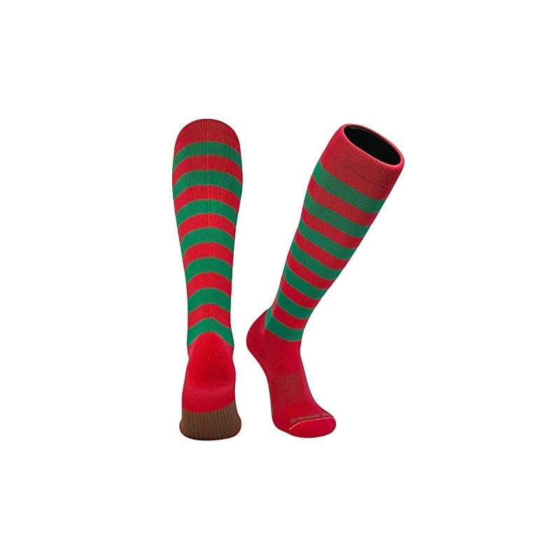 MK Socks Baseball Softball Candy Cane Stripes Christmas Knee high