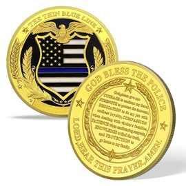AtSKnSK Saint Michael Police Prayer Coin Patron Saint of Police Officers Police Law Enforcement Challenge Coin (God Bless The Police, 1)