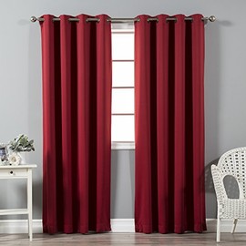 Best Home Fashion Premium Thermal Insulated Blackout Curtains - Antique Bronze Grommet Top - Cardinal Red - 52" W x 108" L - Tie Backs Included (Set of 2 Panels)
