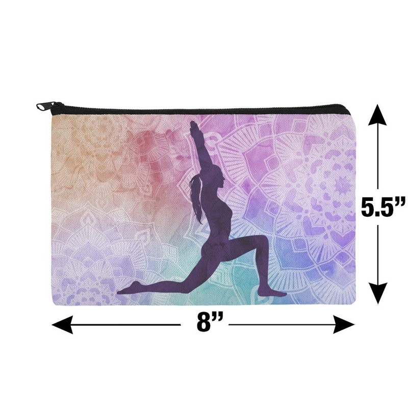 High Lunge Crescent Variation Yoga Pose Makeup Cosmetic Bag Organizer