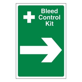 Bleedsave Bleed Control Kit Arrow Right Aluminium Composite Safety Sign 200mm x 300mm 3mm