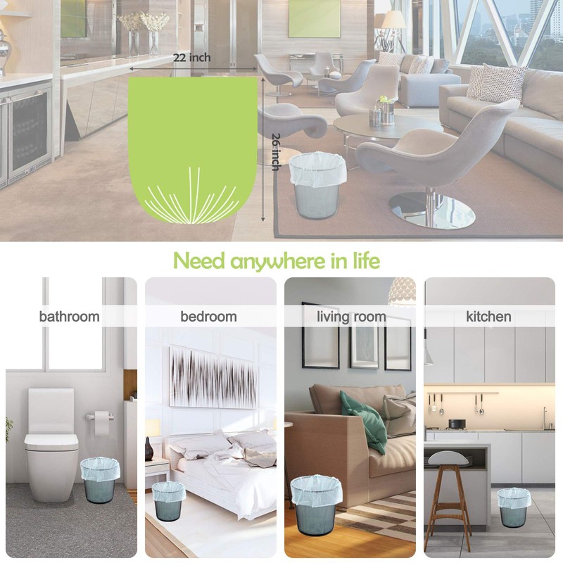 8 Gallon Trash Bags Medium Garbage Bags, Extra Strong Trash-Can-Liner