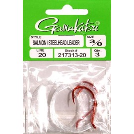 Salmon/Steelhead Leader, Size 3/0, Needle Point, Octopus, Red, 3 per Pack, 20 lb