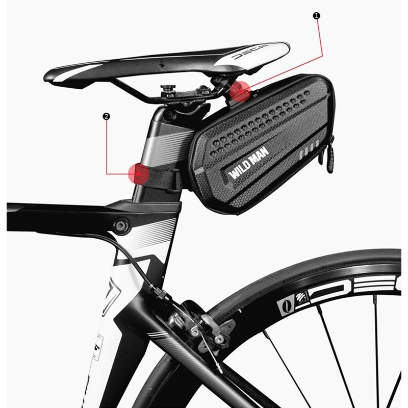 WILD MAN 1.2L Cycling Waterproof Hard Shell Bike Saddle Bag