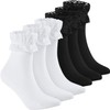 SATINIOR 6 Pairs Ruffle Socks Lace Ruffle Socks Women, white