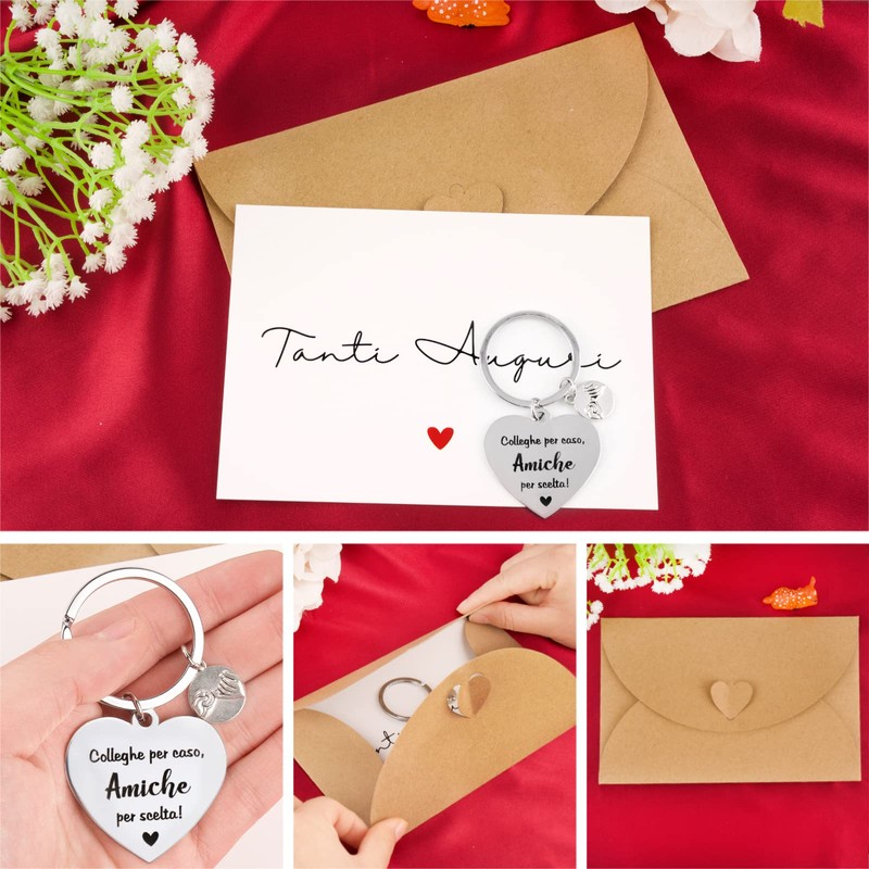 GEBETTER Italian Keyring Gift Colleagues with Engraving Colleghe per caso