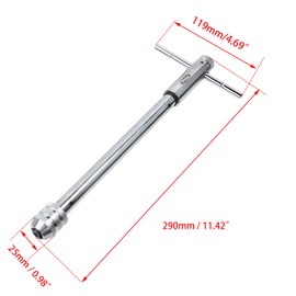 MY MIRONEY Adjustable Ratchet Tap Wrench T-Handle | Chrome Vanadium Steel | M5-M12 Threads | One-Hand Operation | Ideal for Machinists and DIY Repairs | 290mm/11.42" Length (Long)