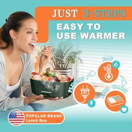 Electric Lunch Box- Portable Food Warmer Heater for Adults,1.5L Portable Lunch Warmer for Travel,On-the-Go,Office Use | Stylish, Spill & Dishwasher-Safe,Warming Soup & Meal,Men & Women's Gifts,Green02