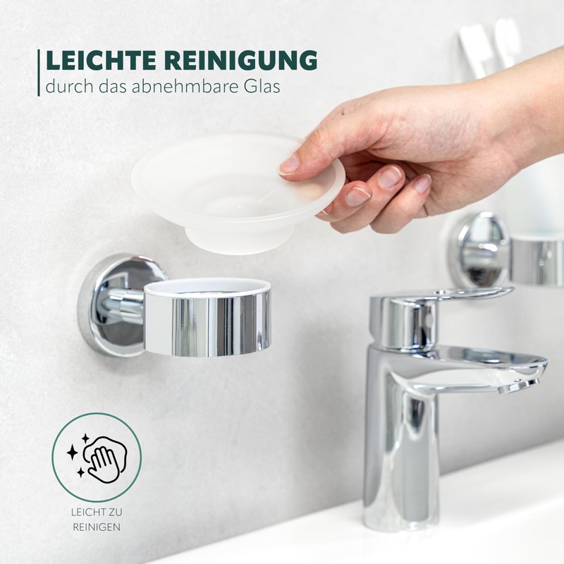 bremermann® LUCENTE Bathroom Range - Soap Dish, glass & chrome-plated