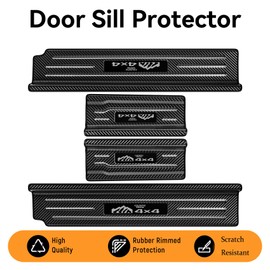 smnuxwm 4PCS Car Door Sill Protector for Jeep Wrangler JL JLU 2018-2025 &Gladiator JT 2020-2025,Stainless Steel Material Door Sill Guards for Wrangler Accessories,4 Door（Carbon Fiber
