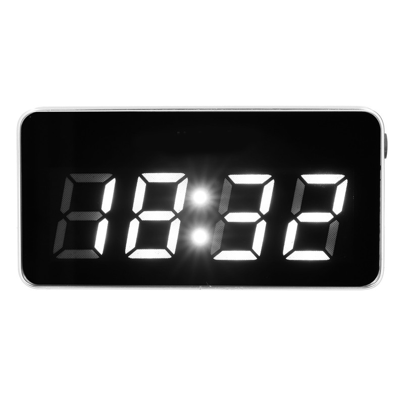 Desk Clock Glass Mirror Luminous Function LED Display Perpetual Calendar