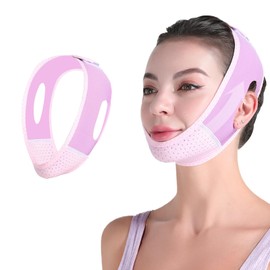 V-Line Face Mask, Reusable Double Chin Remover Lifting Mask, V-shaped Face Slimming Belt for Skin Tightening and Face Contouring, Purple