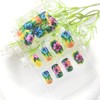 Press on Nails Medium Fake Nails Square Colorful Flower Design