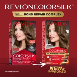 Revlon ColorSilk with Bond Repair Complex, Brown Permanent Hair Color, 100% Gray Coverage, Ammonia Free Hair Dye, Vegan Keratin, 50 Light Ash Brown (Pack of 3)