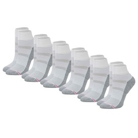 Dr. Motion Compression Quarter Socks For Women With Enhanced Cushion And Breathable Arch Support 6 Pairs (White)