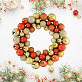 Christmas Wreath 36 cm, Willow Wreath Door Wreath with 55 Christmas Baubles, Christmas Decoration Wreath Blank Outside or Inside, Christmas Wreath Made of Plastic, Door Wreath Christmas Outside