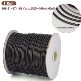 CABODYALS 175 Yards 0.5 mm Coconut Brown Waxed Cord Macrame Cord Polyester Leather Smooth Soft Wax Thread Round Braided Lanyard Rope Bead Cords for Jewellery Making Bracelets Neck
