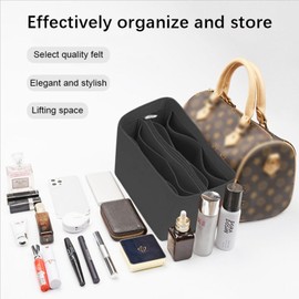Lckaey Minimalist Black Felt Tote Bag Organizer Insert Y095