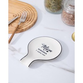 Delpnana Ceramic Spoon Rest - Large Ceramic Spoon Holder for Stove Top, Utensil Rest for Kitchen Counter, Holiday Gift for Mom,White