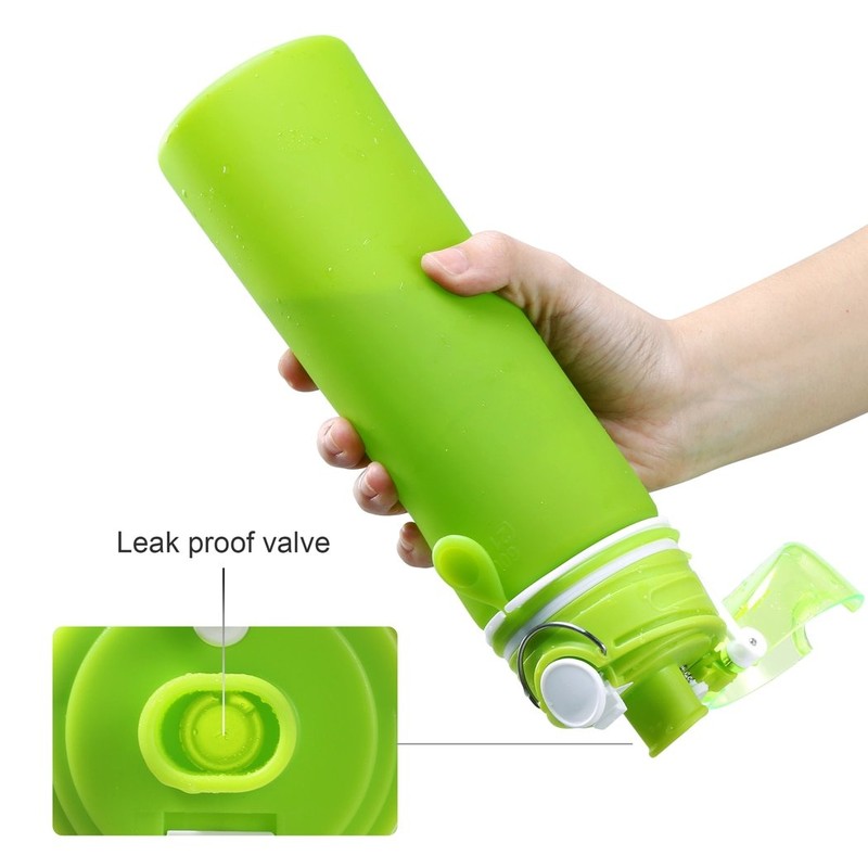 Valourgo Collapsible Water Bottle, Silicone Foldable with Leak Proof Valve
